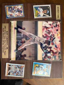 Ken Griffey Jr. Signed Photo Rookie Card Plaque authenticated