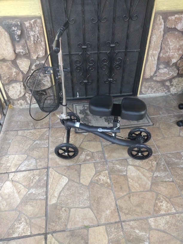 Roscoe Medical Adjustable Knee Sc ooter 350lbs. Weight Limit With Basket Foldable For Easy Storage