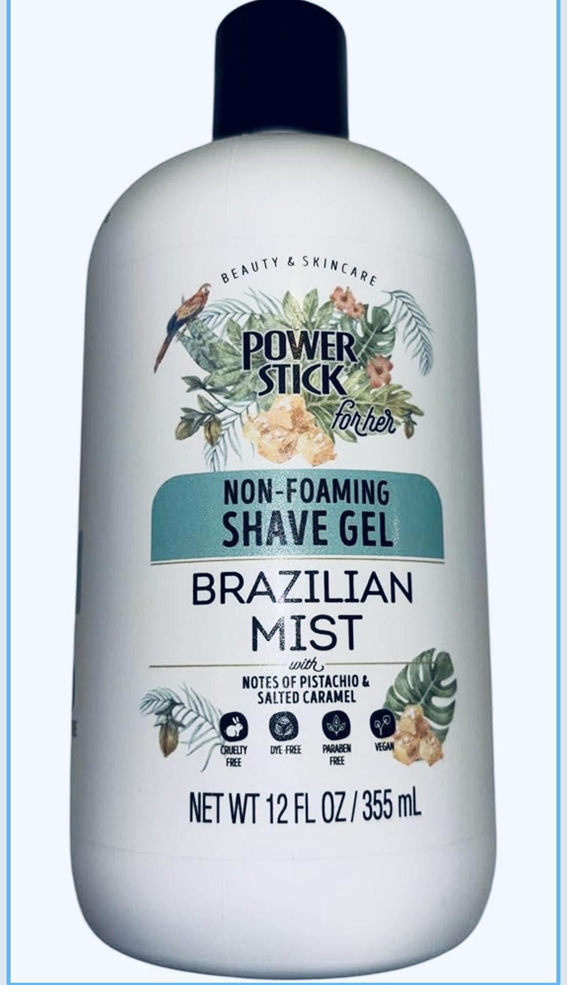 Brazilian Mist Non Foaming Shave Gel, with notes of Pistachio and Salted Caramel 12 Oz.