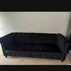Black Velvet Couch The Back Also Folds Down Into Bed 