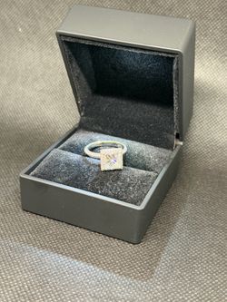 2.62 CT Charles & Colvard Moissanite Ring | Natural Diamond Halo | White Gold | Rafinity Santa Monica