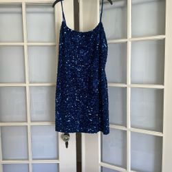 Blue Sequin Mini Dress
