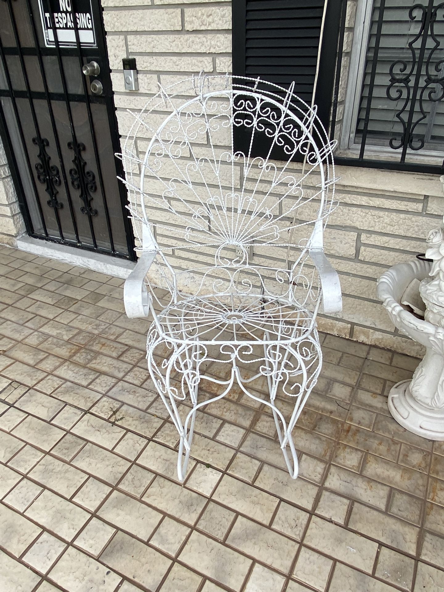 Vintage Wrought Iron Twisted Wire Peacock Rocking Chairs