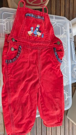 Jacadi red corduroy toddler overalls
