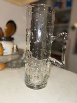 Bubble glass tall pitcher or flower vase