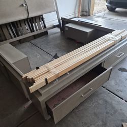 King size bed frame with 4 drawers & night stand