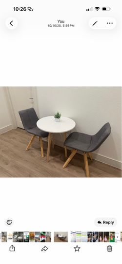 Round White Dining Table and 2 Chairs Set