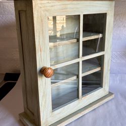 Upcycled Painted And Distressed Hangable Wooden Curio Cabinet