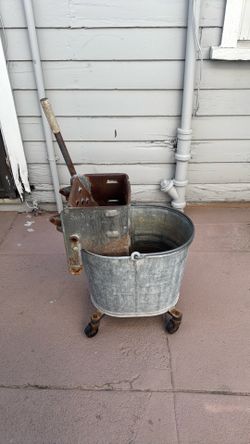 Vintage SeaMate industrial mop, bucket