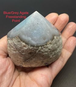 Agate Genuine Blue/Grey Freestanding Point from Brazil 216g