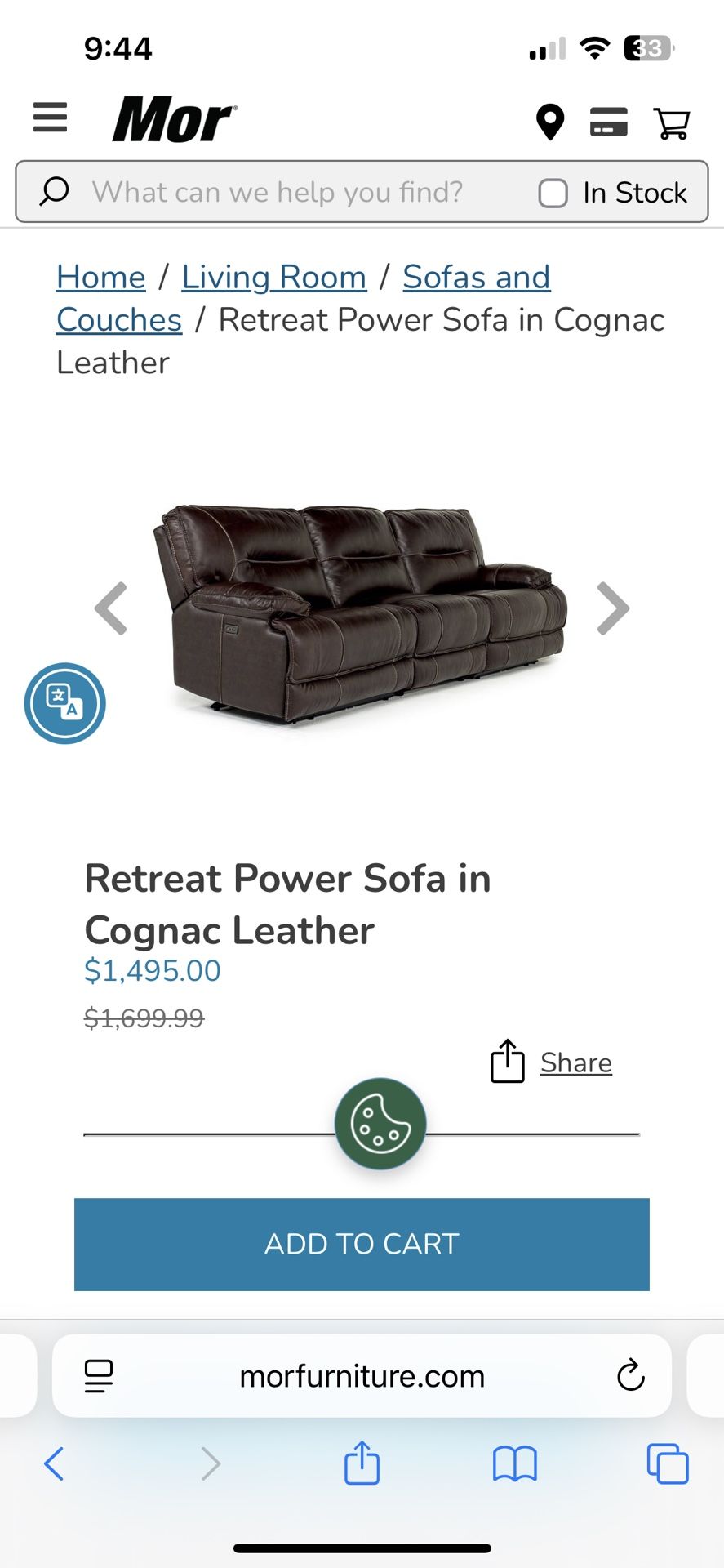  Electric Power Reclining Leather Sofa  & Loveseat With Charging/drink Console 