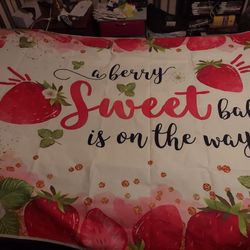A Berry Sweet Baby is on the way Tablecloth 