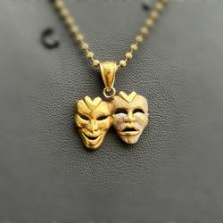 Jewelry 10k solid yellow gold comedy tragedy theater mask Pendant charm