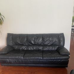Black Leather Italian Made Couches