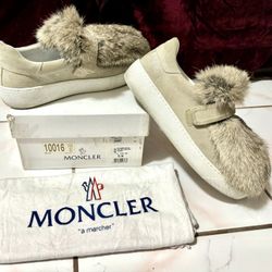 Authentic Designer Moncler White Sneakers Women 37 