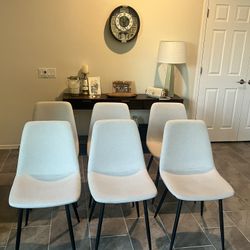 Beige Dining Chairs With Black Metal Legs (Set Of 6)