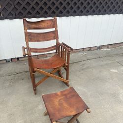 Vintage Leather Folding Rocker