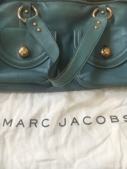 Turquoise leather handbag