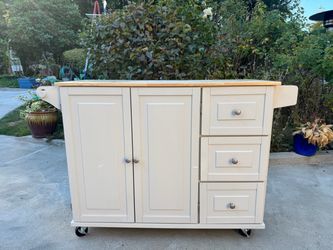 Kitchen cart on wheels with drop leaf