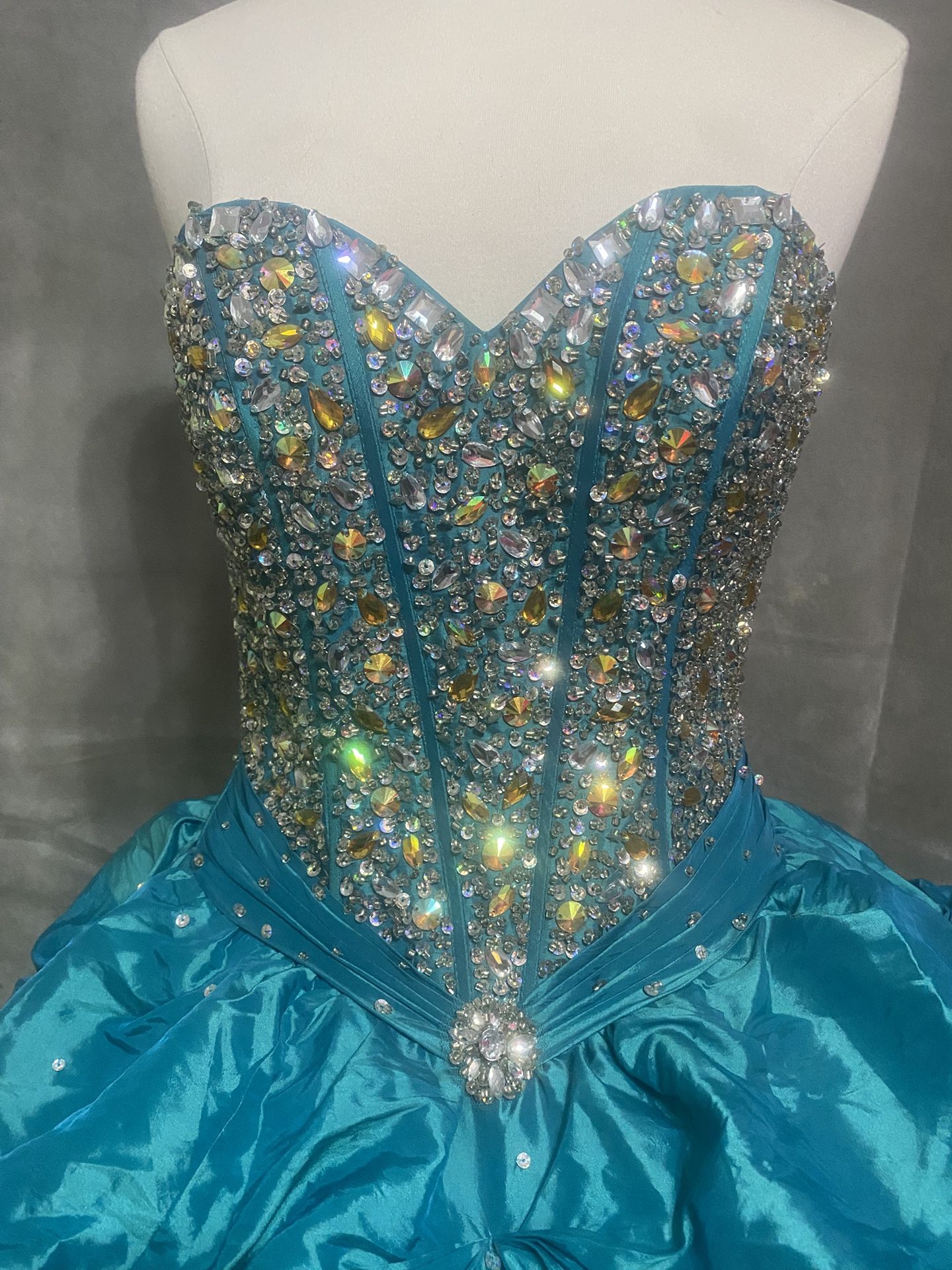 Blue prom quinceanera party formal dress