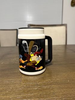 Vintage 1998 Looney Tunes Baseball Travel Mug Bugs Daffy Taz Warner Bros