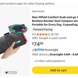 New Mifold Comfort Grab-and-go Car Backless Booster Seat