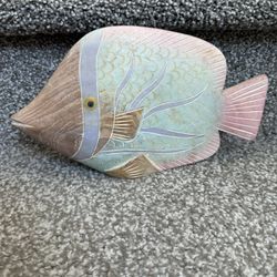 Vintage 1980s Teakwood Tropical Fish Sculpture 