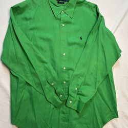 Ralph Lauren Polo Men's BLAKE* Long Sleeve Silk Linen Blend Green Shirt XL