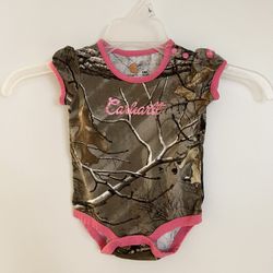 Carhartt Onesie Pink Camo - Size 6 Month Baby Girl Bodysuit 