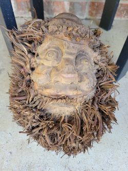 Wood head decor bearded man
