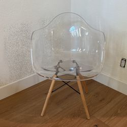 Clear Plastic Chair with Wood Legs