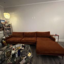 Rust velvet Sectional 