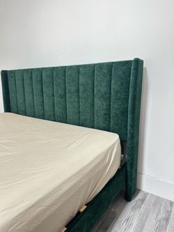 Green Velvet Queen Size Bed Frame