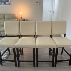 $175 Set of 4 Beige Faux Leather Dining Chairs – Modern Accent Chairs (Easy Pickup)