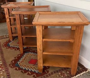 Set of Three Wood End Tables with Shelves