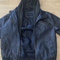 SEAN JOHN~ BROWN LEATHER JACKET W/ HOODIE~ Mens Sz Medium