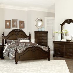 New 4 Piece Queen Bedroom Set ( Dresser Mirror Nightstand Bed ) 