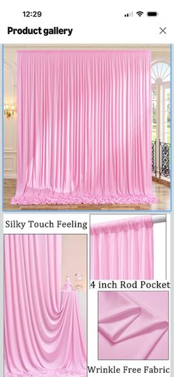 10ft x 10ft Wrinkle Free Pink Backdrop Curtains for Parties, Polyester Baby Pink Backdrop Drapes 2 Panels 5x10ft for Wedding Girl Birthday Party Photo