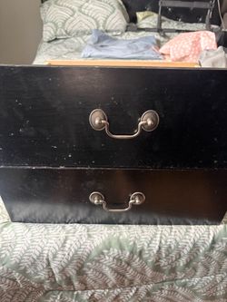 Black Wood Two-Drawer Dresser Unit