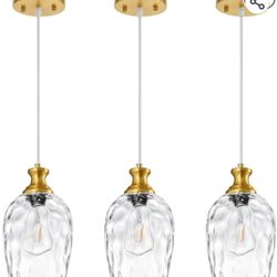 Brand New 3-Pack Pendant Lights – Gold & Clear Glass – Modern Look!