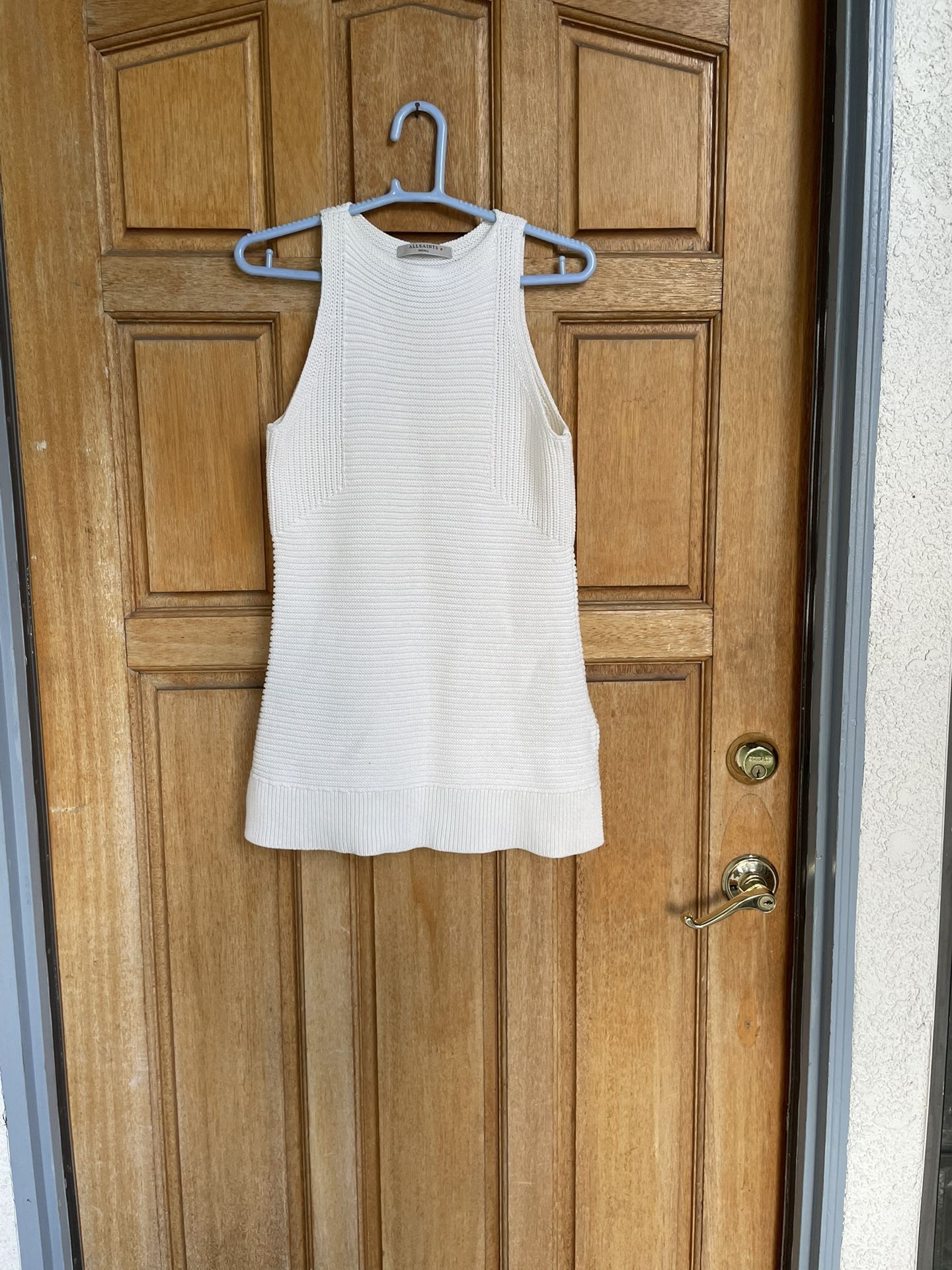 All Saints Arleta cream cotton knit sweater vest tunic