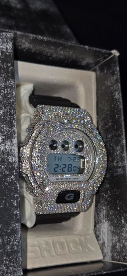 Casio G-Shock with Iced Out Moissanite Bezel