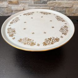 Antique French Porcelain Hand Painted Cake Pedestal Dish 