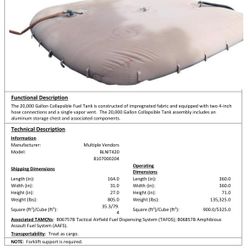 Fuel / Water Bladder Tank 20k Gallon 