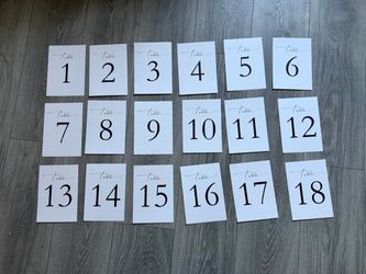 Table Number Cards Set 1–18