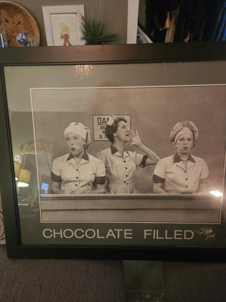 Dynamic Framed Photo Of Lucy And Ethel In One Of The Iconic Episodes Of I LOVE LUCY! The Candy Factory!