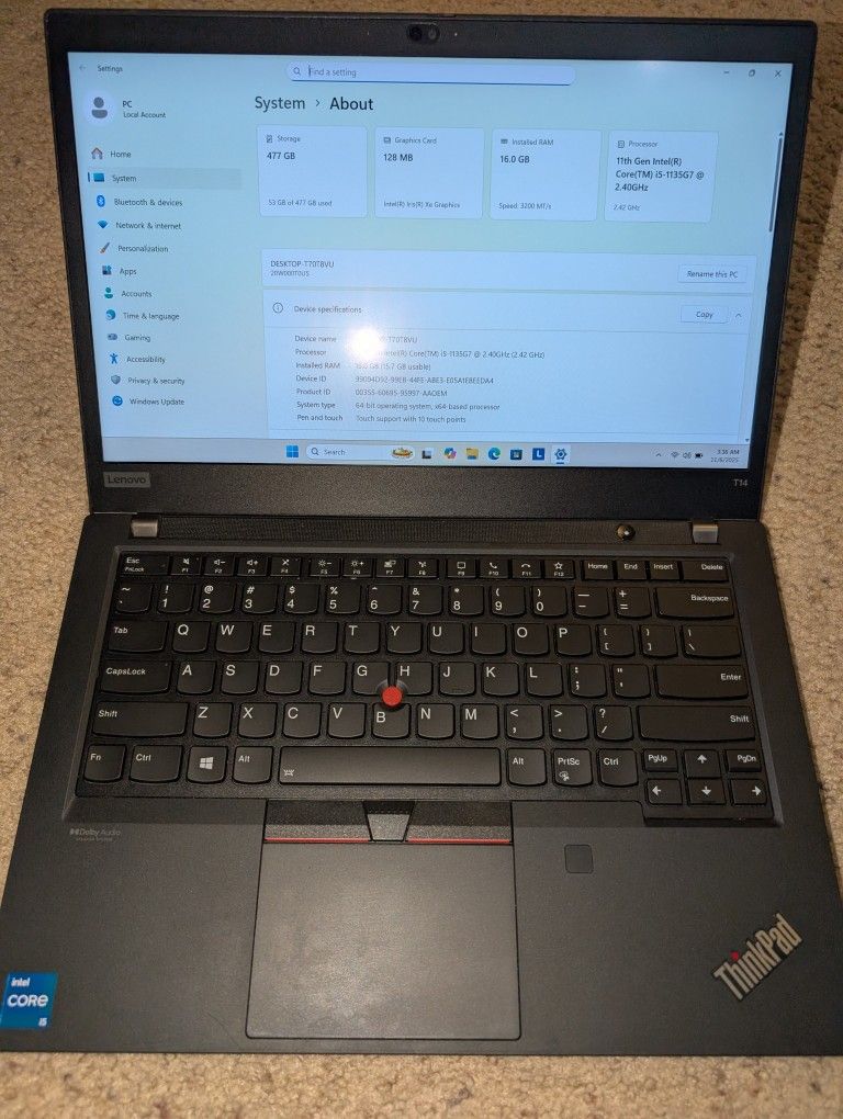 Lenovo ThinkPad T14 Gen 2i Touchscreen Laptop