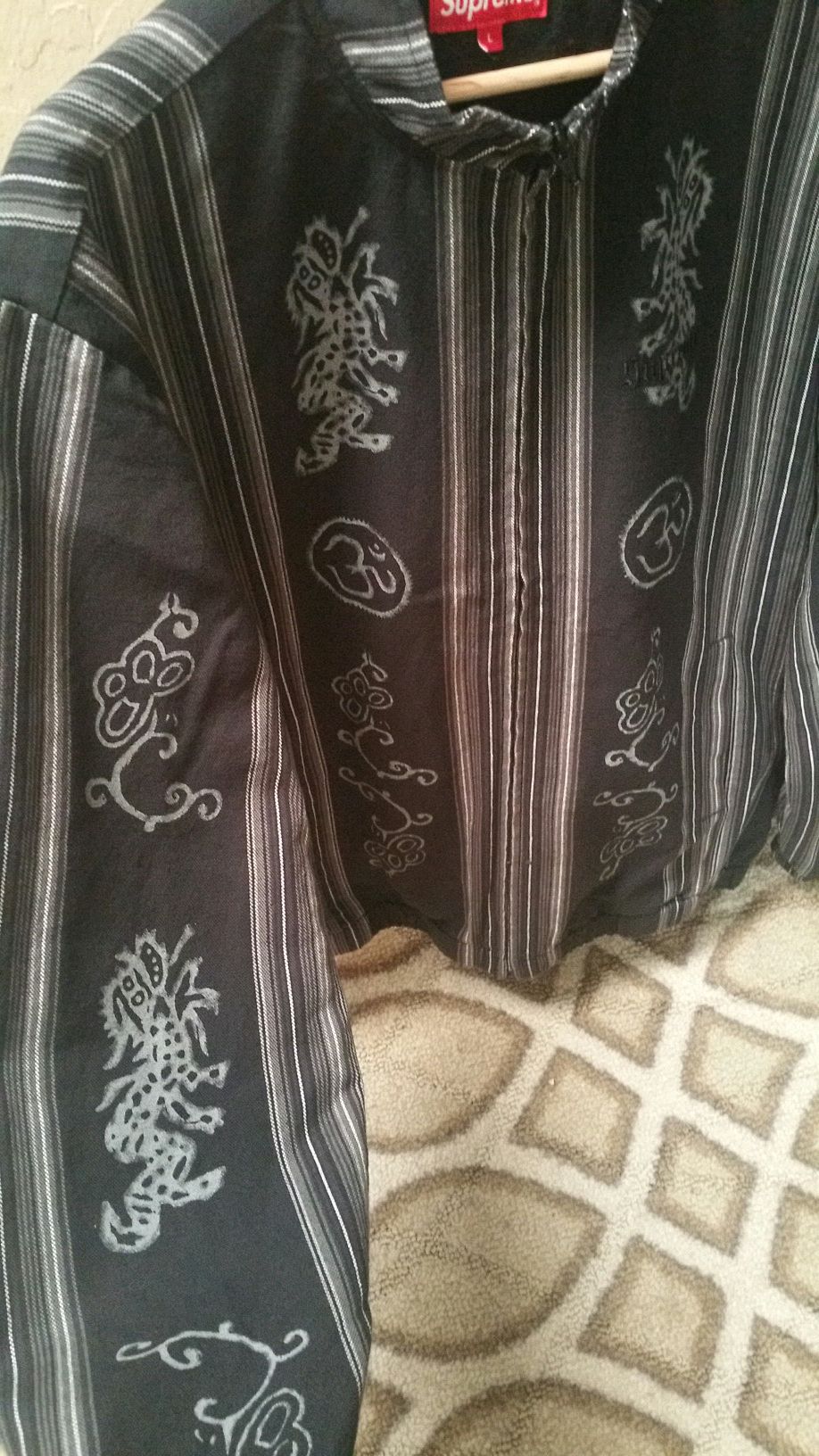 Supreme Woven Striped Batik Jacket Black Size L for Sale in