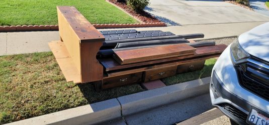 Free full size bed with pedestal & stand in great shape