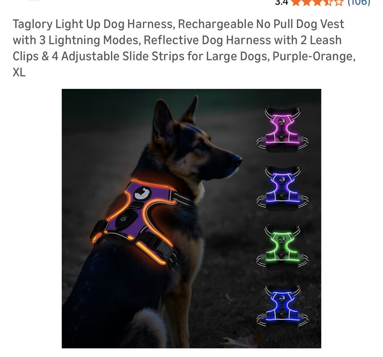 XL dog Harness With Light
